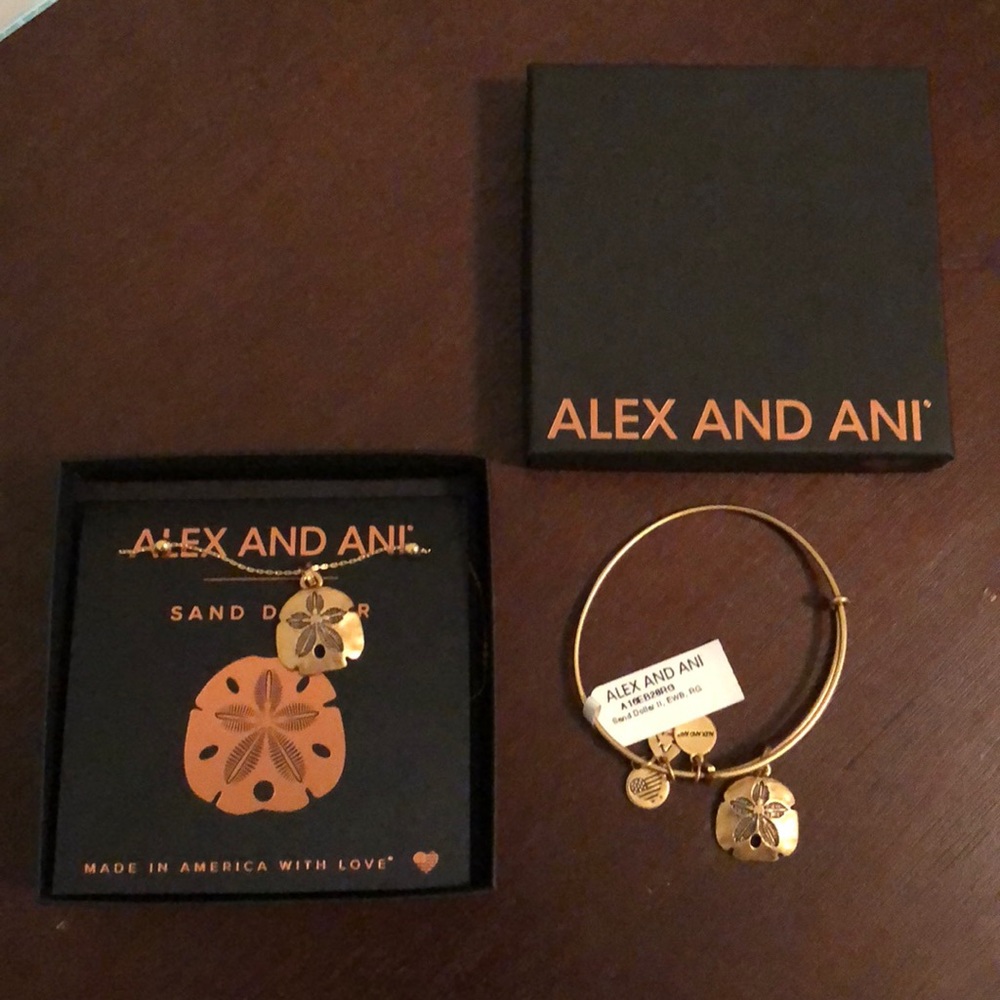 Alex and Ani Sand Dollar Necklace and Bracelet